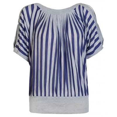Blue And Grey Stripe Batwing Top